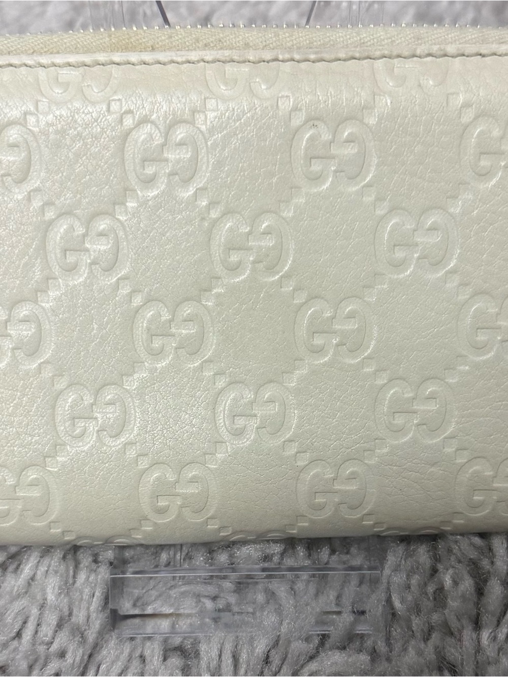 Gucci Cream Embossed GG Leather Pouch